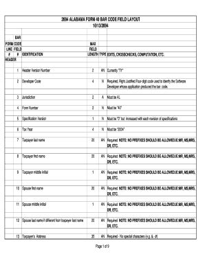 Fillable Online Ador State Al Alabama Form Bar Code Field