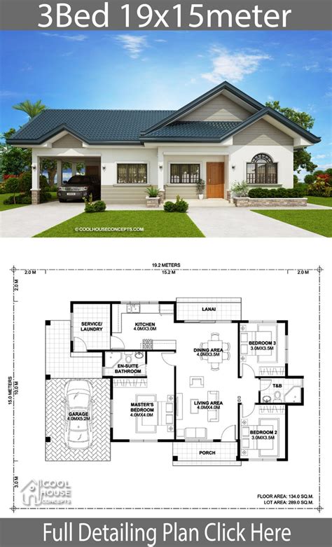 Three Bedroom Modern Bungalow House Design With Floor Plan Garret Johnston