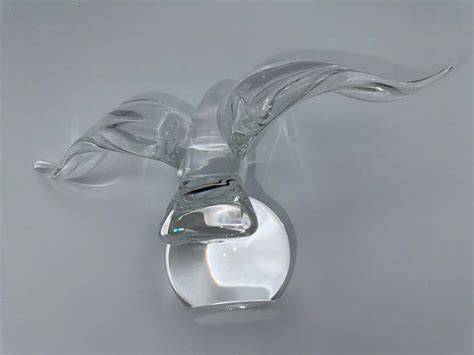 A Steuben Crystal Art Glass Eagle Statue On Globe Signed