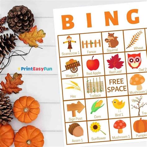 Free Printable Fall Bingo Cards For Large Groups