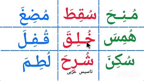 تعلم القراءة والكتابة درس املاء كلمات ثلاثية مع الفتحة والكسرة والضمة