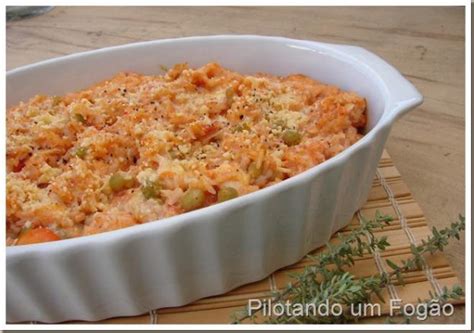 Arroz de Forno Frango Pilotando um Fogão