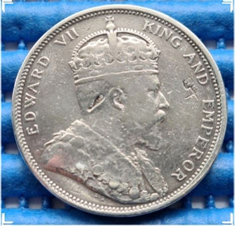 Straits Settlements One Dollar Silver Coin King Edward Vii With