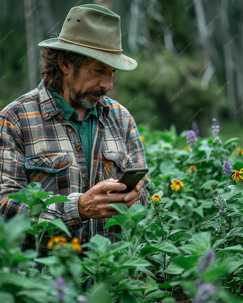 Premium Photo A Farmer Using Mobile App Monitor Wallpaper