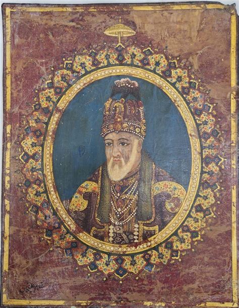 rare islamic mughal handmade painting  emperor bahadur shah zafar