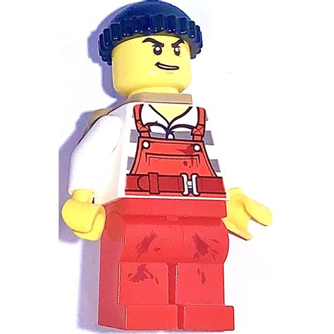 Lego Robber With Stripped Shirt Stained Red Overalls And Open Sack