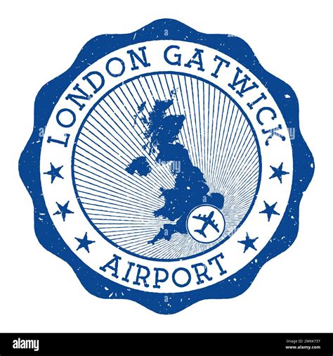 London Gatwick Airport stamp. Airport of London round logo with ...