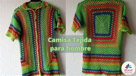 Camisa Para Hombre De Verano Tejida A Crochet Con Granny Square Crochet