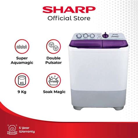 Promo Sharp Es T Cr Bk Pk Vk Mesin Cuci Twin Tub Super Aquamagic