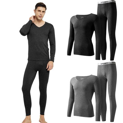 Men Thermal Underwear For Skiing Hunting Winter Warm Fleece Lined Base