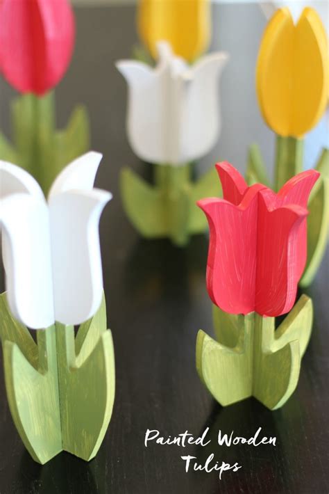 Springtime Painted Wooden Tulips Sparkle Living Blog