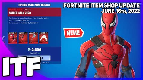 Fortnite Item Shop New Spider Man Zero Set June 16th 2022