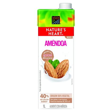 Bebida Vegetal Natures Heart Amêndoa Com Açúcar Demerara 1l