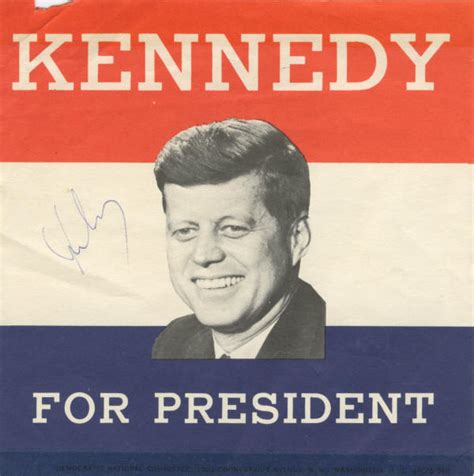 Autograph 1035002 1960 Campaign Sticker Signed By John F Kennedy