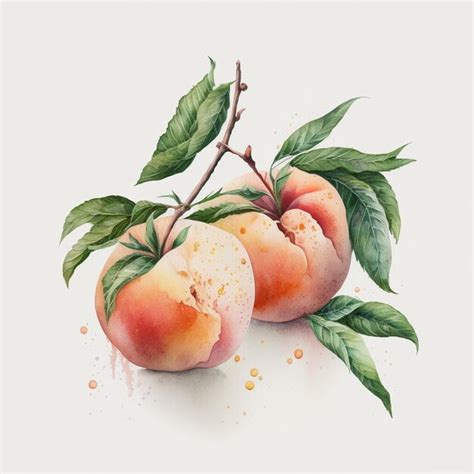 Premium Ai Image There Are Two Peaches With Leaves On A Branch With A