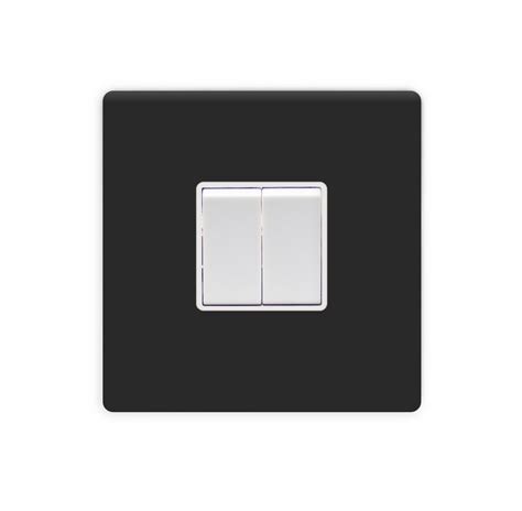 2 Gang Designer Light Switch Colour Deep Black Contemporary