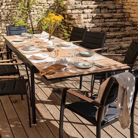 Table De Jardin Aluminium Imitation Bois Extensible