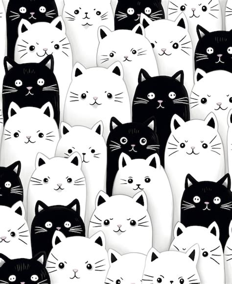 Premium AI Image | Cute cat patterns black and white