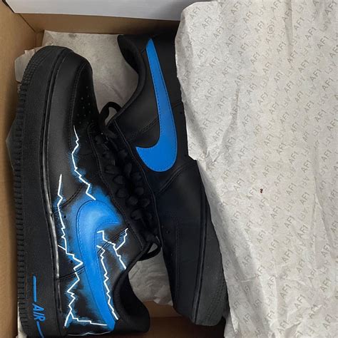 Nike Air Force 1 Custom Handmade Lightning Black... - Depop