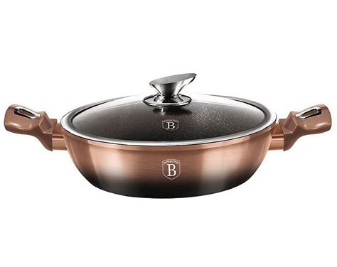 GARNEK Z POWŁOKĄ GRANITOWĄ 3 8L 28cm BERLINGER HAUS ROSE GOLD NOIR BH