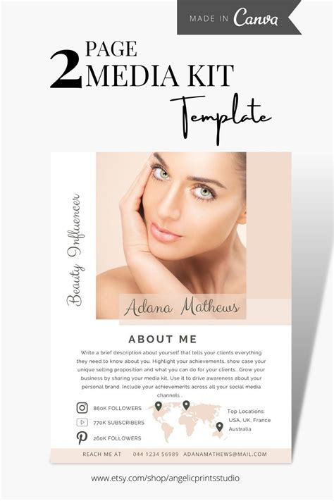 Influencer Media Kit Blog Rate Card Press Kit Template Beauty