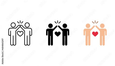 High Five Hand Gesture Silhouette Icon Set Friendship Friends Vector