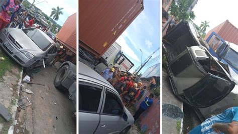 Três carros e uma carreta se envolvem em acidente na Zona Norte de Manaus