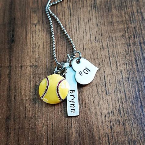 Personalized Softball Necklace Softball Team Gift Softball Senior Gift