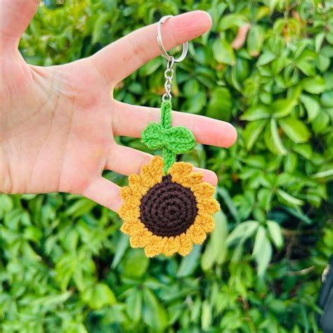 Pcs Crochet Sunflower Keychain Handmade Amigurumi Floral Charm