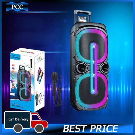 10x2 Inch Portable Party Karaoke Led Wireless Bluetooth Speaker With Free Microphone Lazada Ph