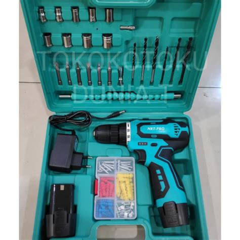 Jual NRT PRO Mesin Bor Baterai Cordless Drill NRT PRO DC 330 SET 10mm