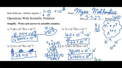 Operations With Scientific Notation Part 1 Algebra 1 Kuta Worksheet Series Youtube