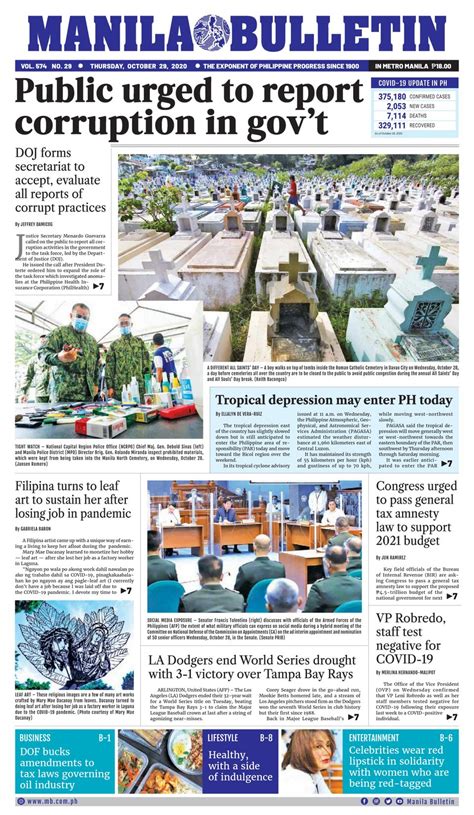 Get digital access to Manila Bulletin - October 29, 2020 issue ...