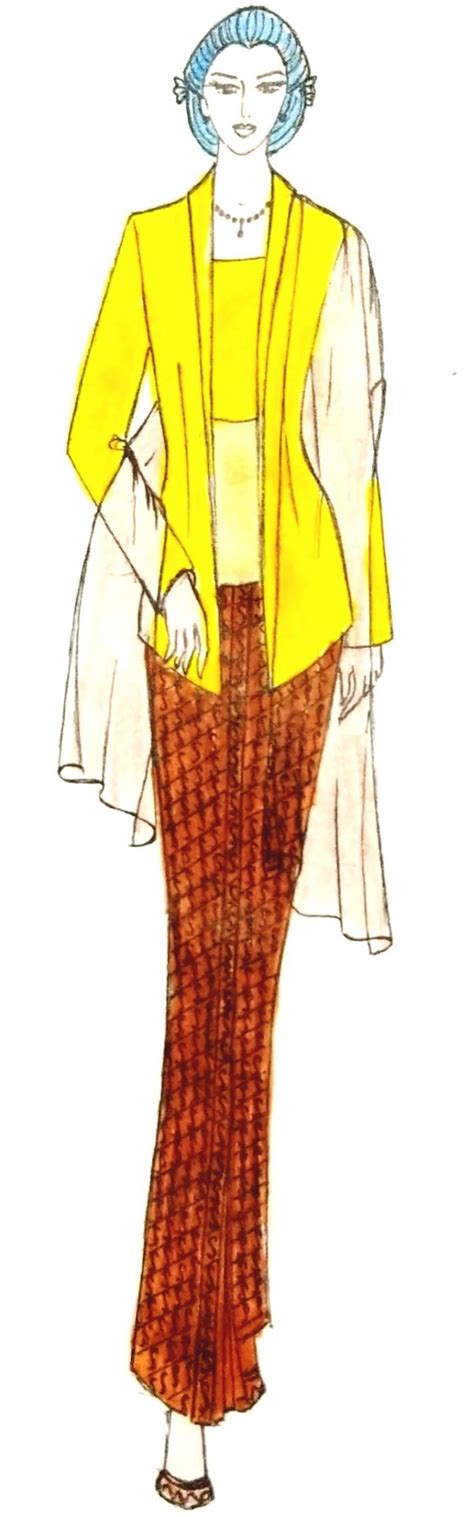 Kebaya Kutubaru Sketsa Gambar Kebaya