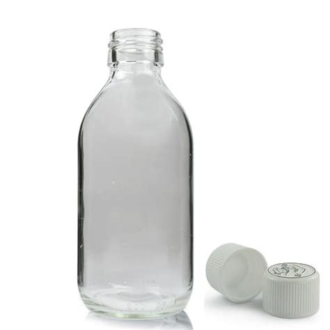 200ml Clear Glass Medicine Bottle With Medilock Cap Ampulla