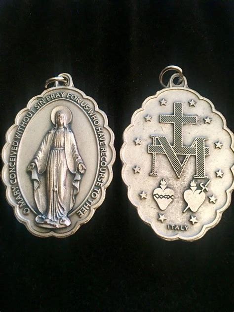 Set Of 2 Miraculous Medals Virgin Mary Medal From Italy Large