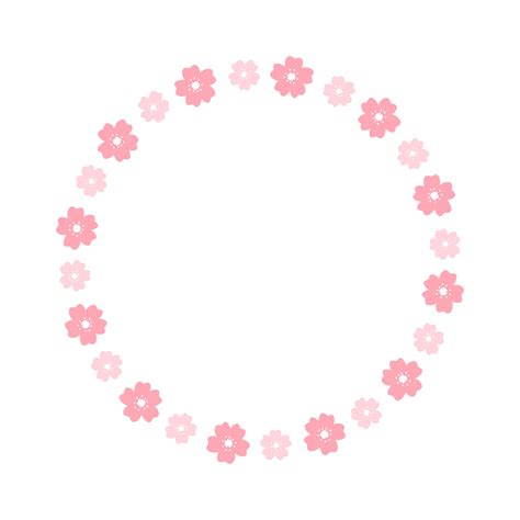 Round Cherry Blossom Frame Cute Floral Wreath Border 19815868 Vector