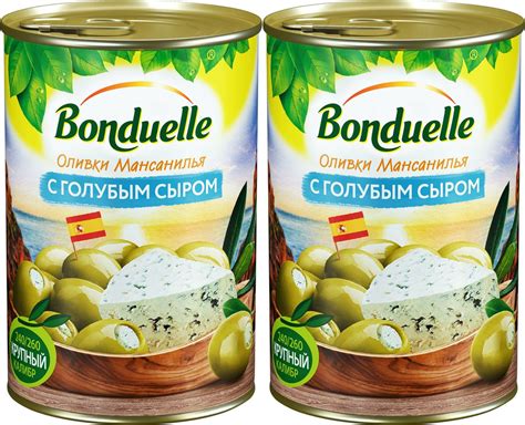 Оливки Bonduelle зеленые фаршированные голубым сыром, комплект: 2 ...