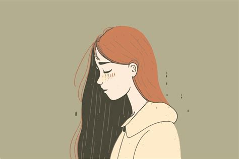 Sad Girl Woman Crying Vector Art Of Depressed Person Hand Drawn