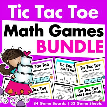 Printable Digital Tic Tac Toe Math Games Bundle For Developing Fact