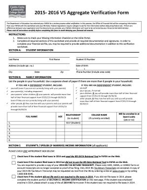 Fillable Online Dvc 2015 2016 V5 Aggregate Verification Form Dvc Fax