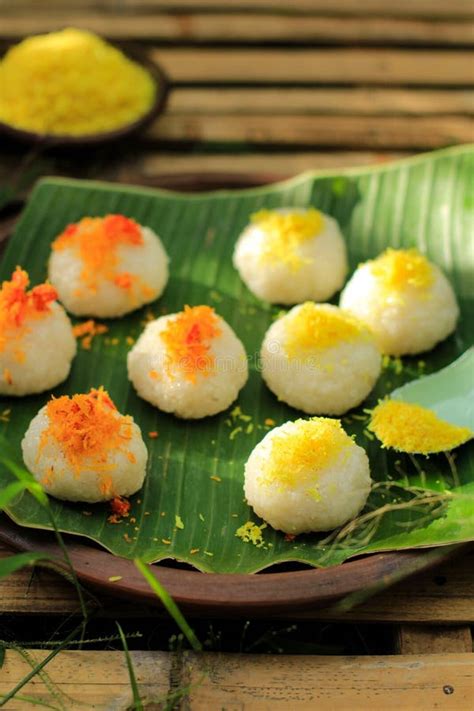 Ketan Gurih Serundeng Sundanese Snack Of Steamed Glutinous Rice Stock