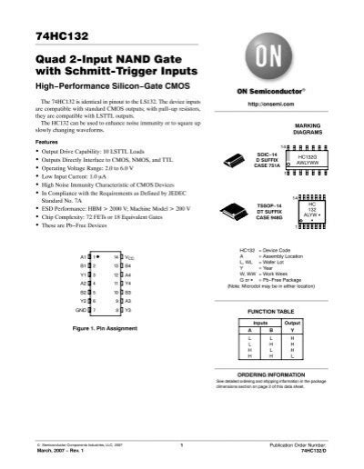 74HC132 Quad 2â Input NAND Gate with Schmittâ Trigger Inputs