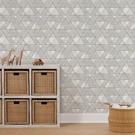 Mod Triangles Lt Gray And Gold Wallpaper Grey And Gold Wallpaper