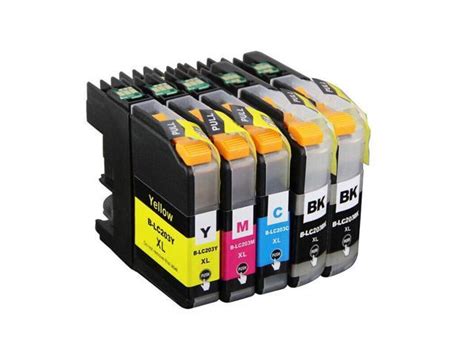 5 Pack High Yield Black Cyan Magenta Yellow Ink Cartridge For Brother Lc203xl For Use With