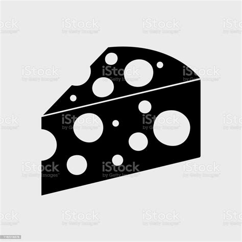 Black Piece Cheese Icon Vector Illustration Stock Illustration