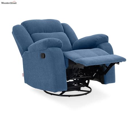 Buy Avalon Fabric Seater Revolving Manual Recliner Chair Blue At