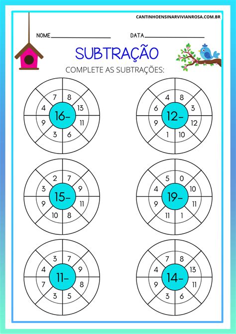 Atividades De Subtra O Para Imprimir Cantinho Ensinar