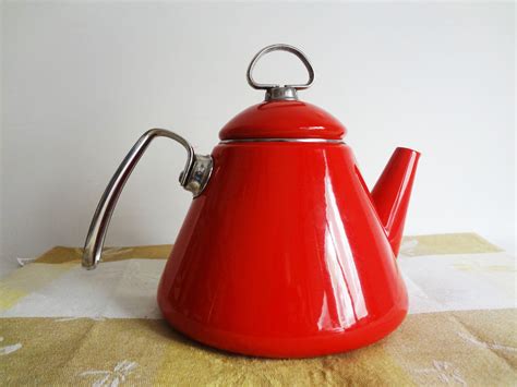 Red Enamel Tea Kettle Modern Design Tea Kettle by Chantal 1 | Etsy | Tea kettle, Kettle, Vintage ...