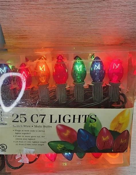 2 Merry Britecvs 25 C7 Lights Sets Green Wire Multi Bulbs 25 Ft Total